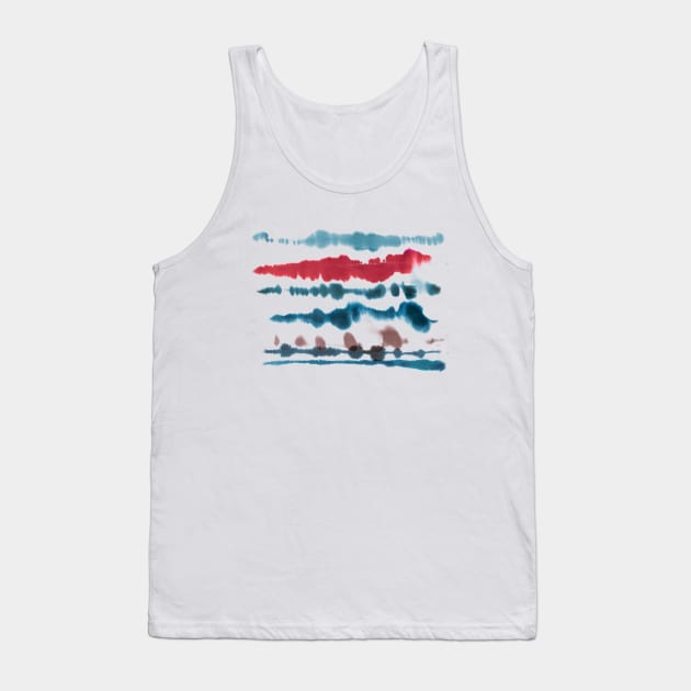 Soft Nautical Lines Blue Red Tank Top by ninoladesign